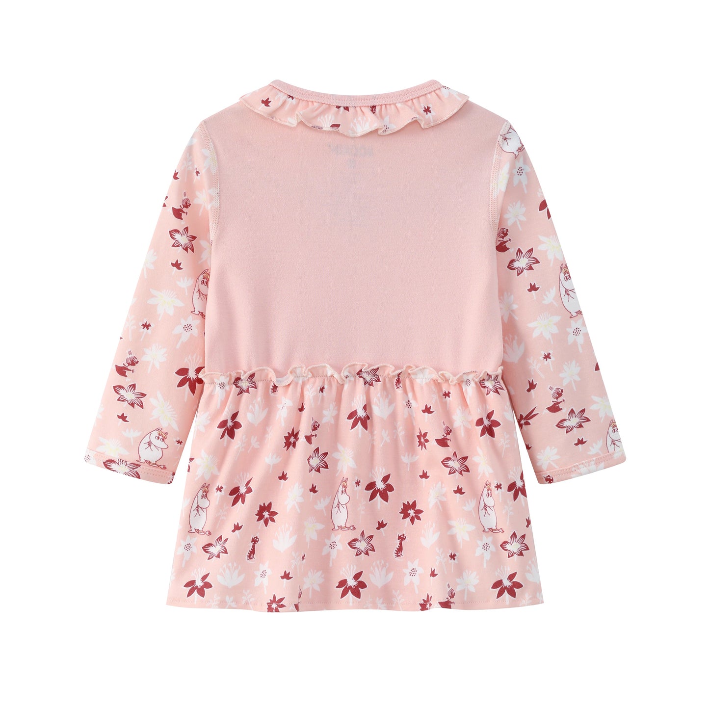 Vauva x Moomin FW23 - 女嬰姆明印花棉質長袖連身衣（粉紅色）