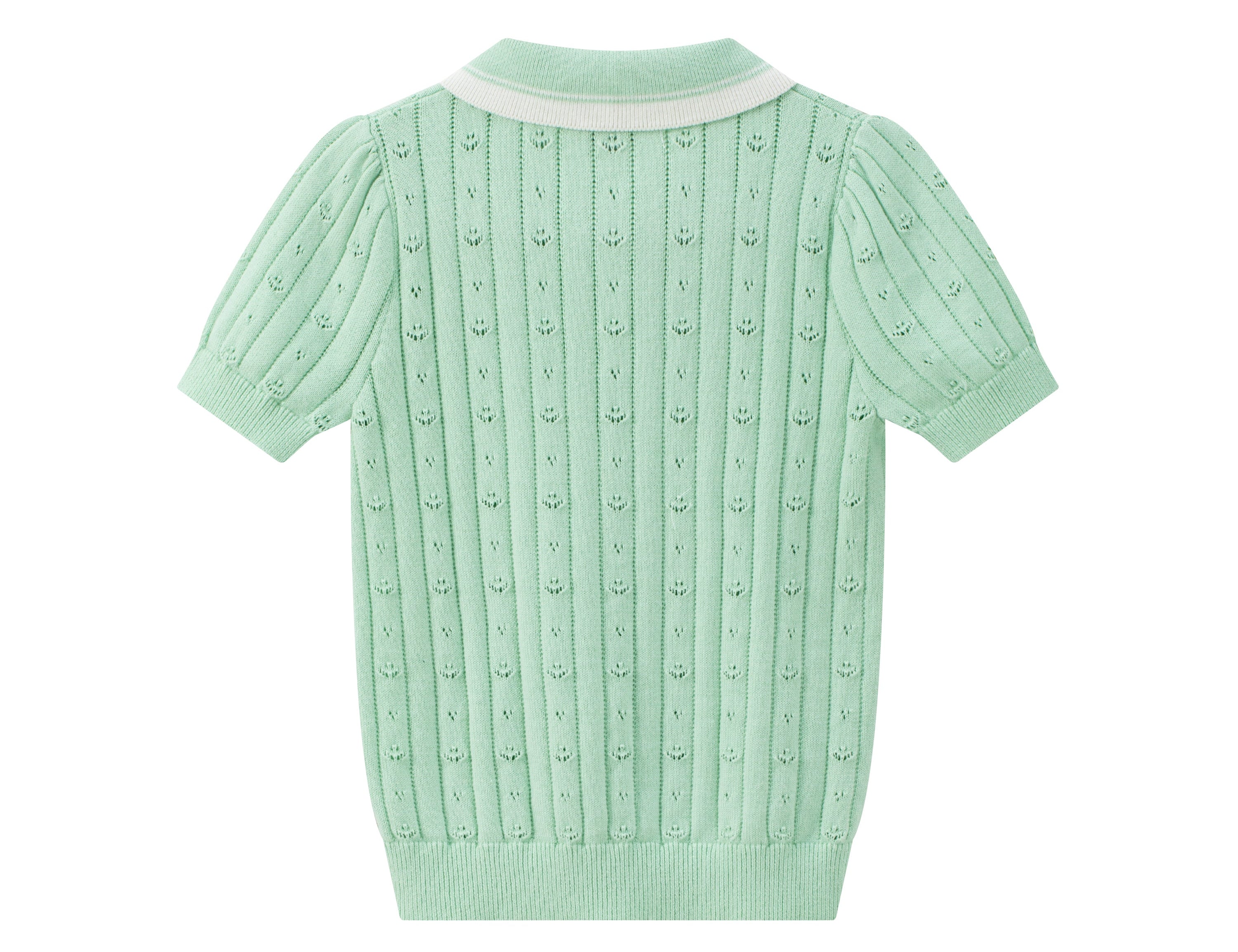 Vauva SS24 - Girls Knitted Polo Sweater (Pastel Green) - Product 2