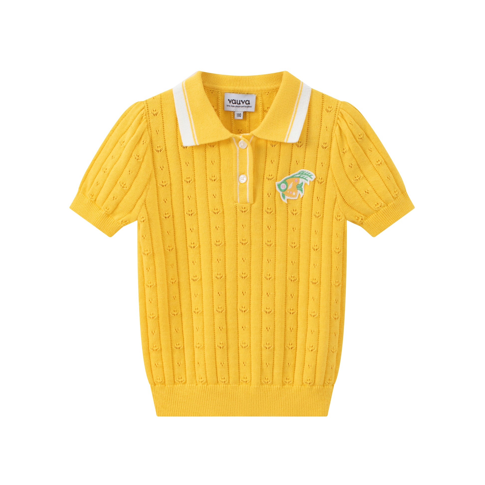 Vauva SS24 - Girls Knitted Polo Sweater (Orange) - Product 1
