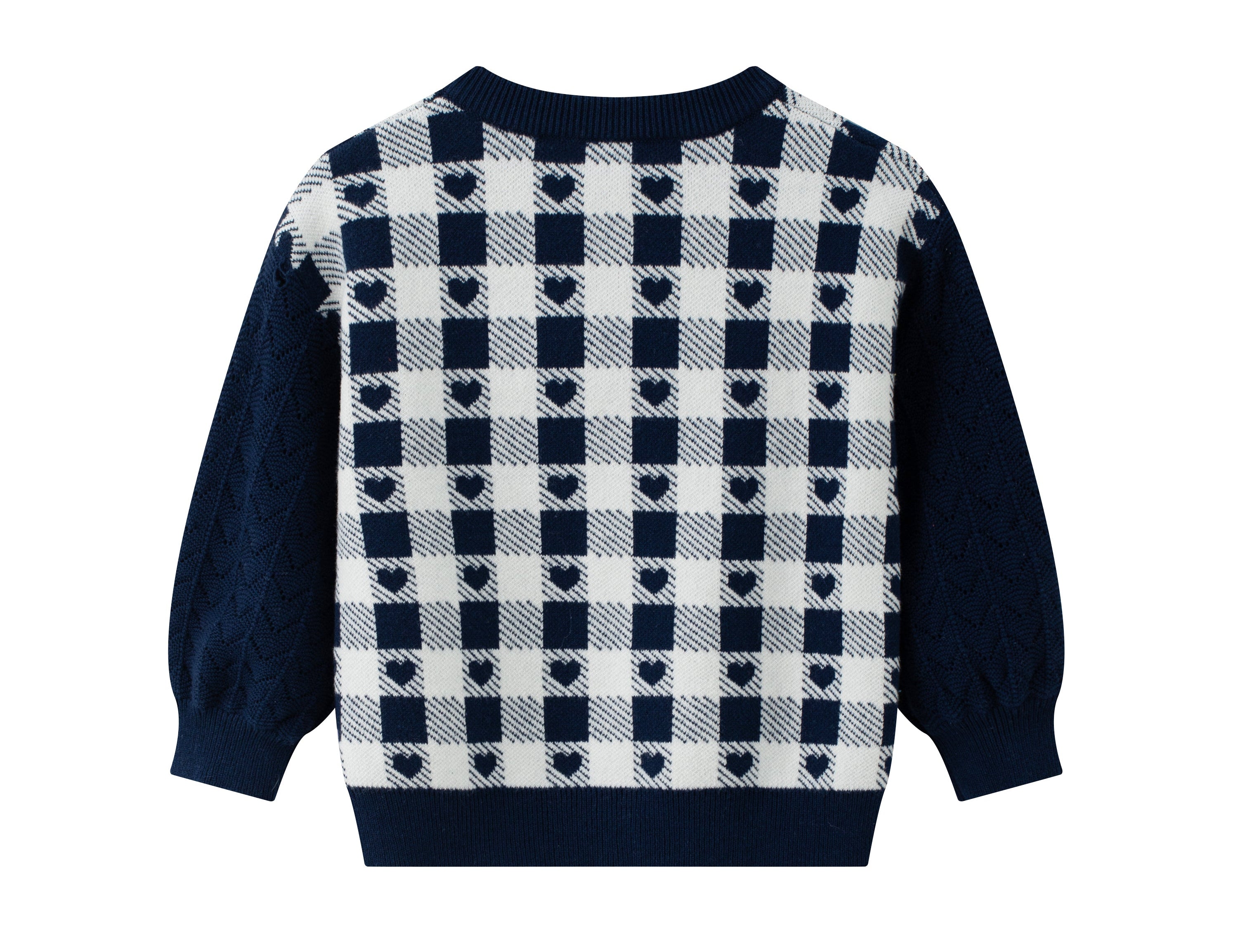 Vauva SS24 - Baby Girl Plaid Long Sleeve Sweater (Dark Blue) - Product 1