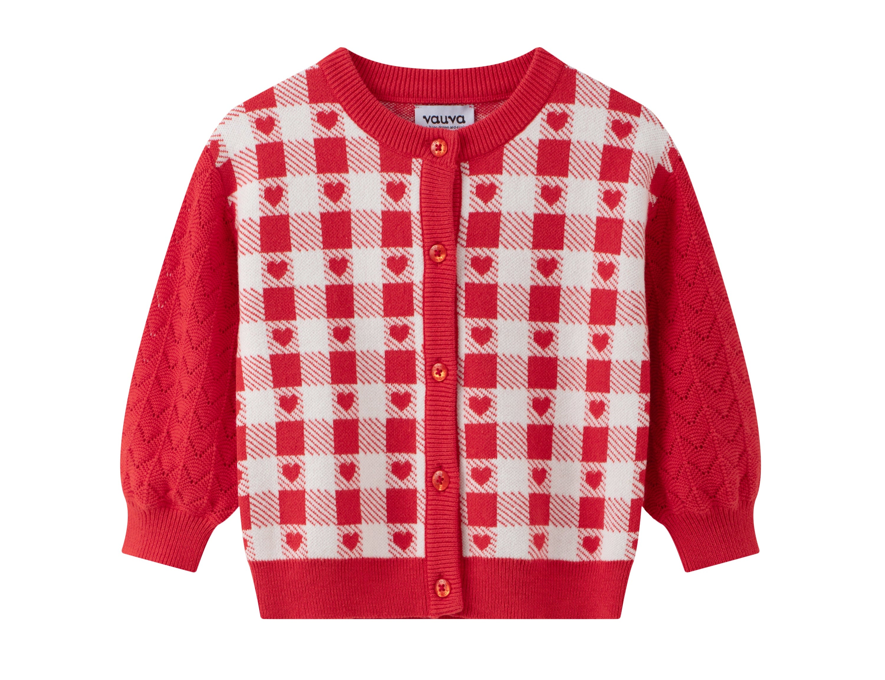 Vauva SS24 - Baby Girl Plaid Long Sleeve Sweater (Red) - Product 1