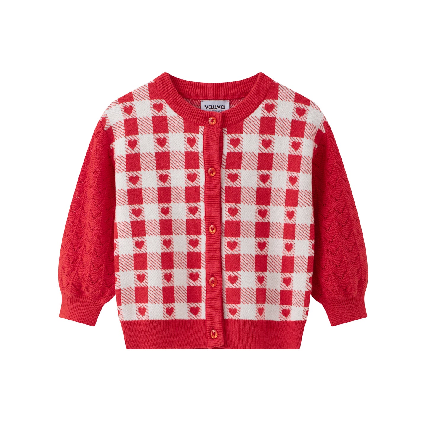 Vauva SS24 - Baby Girl Plaid Long Sleeve Sweater (Red) - Product 1