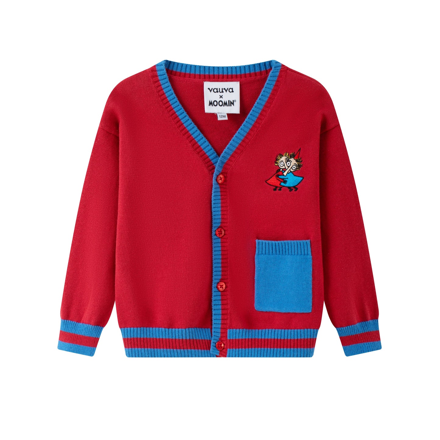 Vauva x Moomin - Baby Moomin Long Sleeve Cardigan (Red)  - Product Image 1
