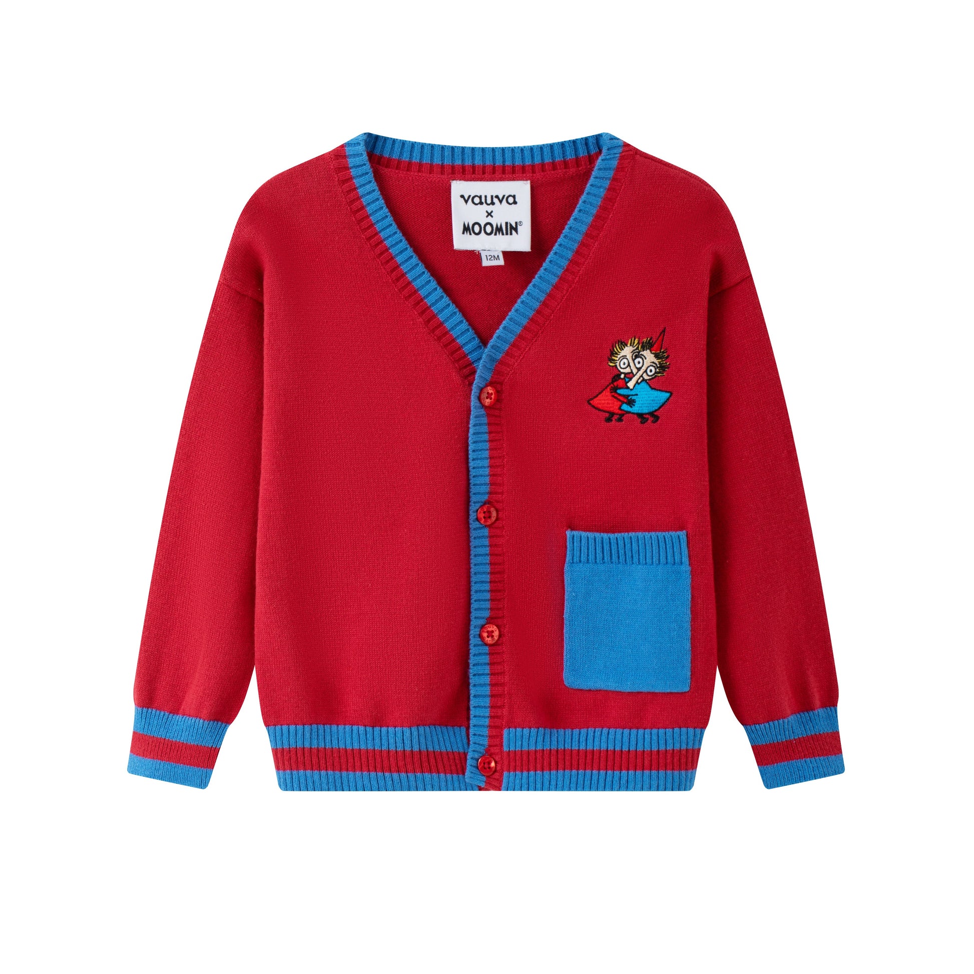 Vauva x Moomin - Baby Moomin Long Sleeve Cardigan (Red)  - Product Image 1