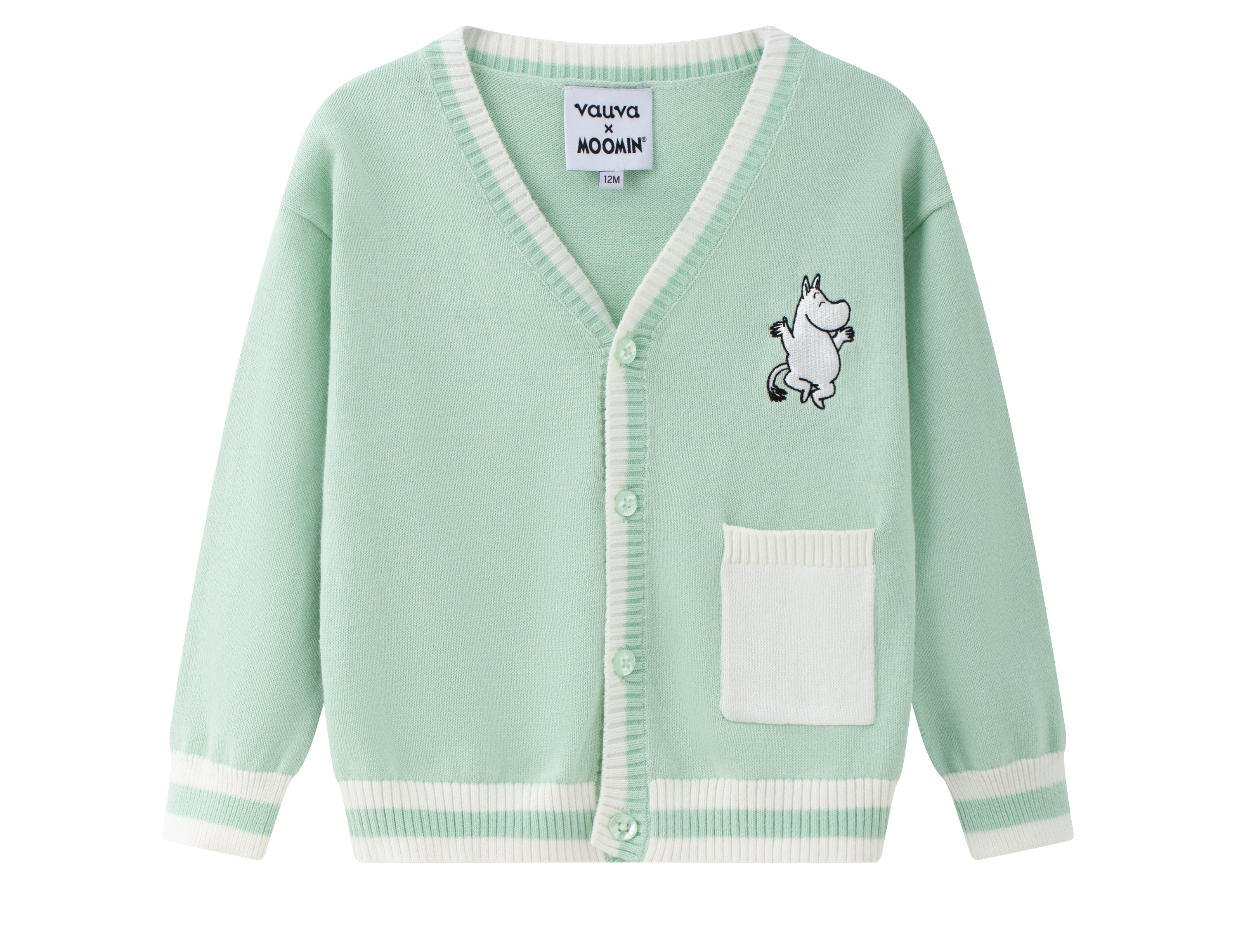 Vauva x Moomin - Baby Moomin Long Sleeve Cardigan (Pastel Green)  - Product Image 1