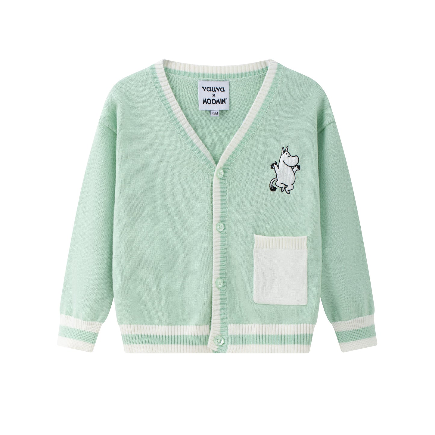 Vauva x Moomin - Baby Moomin Long Sleeve Cardigan (Pastel Green)  - Product Image 1