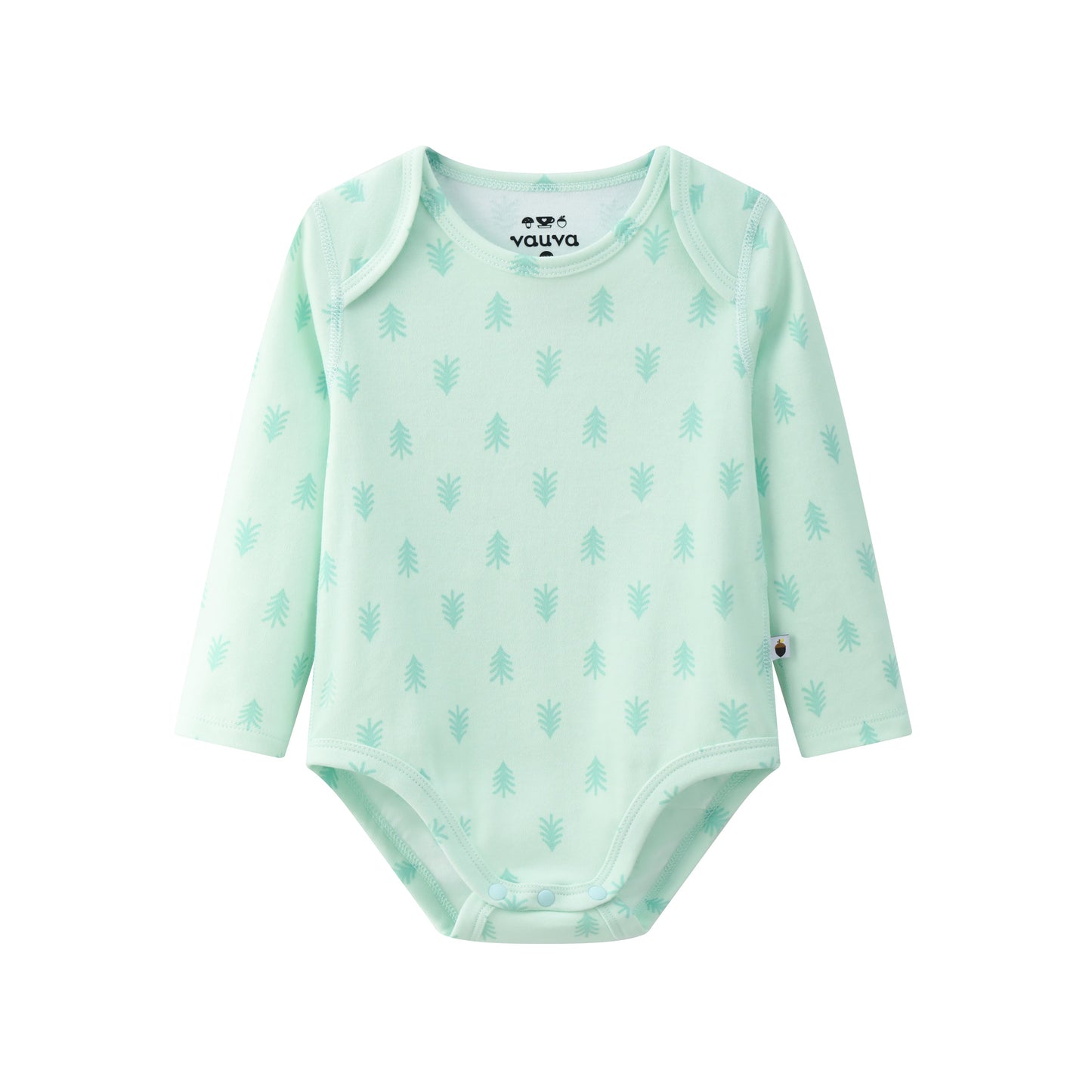 Vauva BBNS - Baby Anti-bacterial Organic Cotton Bodysuits (2-pack Green/Print)-product image front