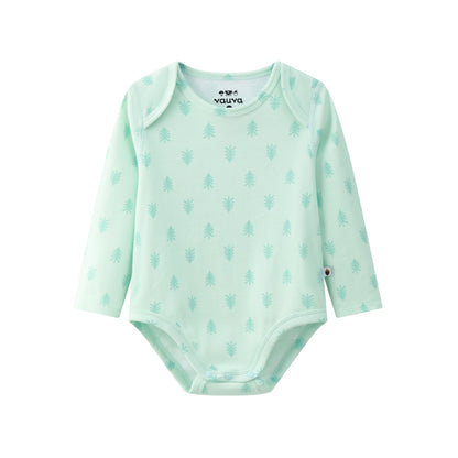 Vauva BBNS - Baby Anti-bacterial Organic Cotton Bodysuits (2-pack Green/Print)-product image front
