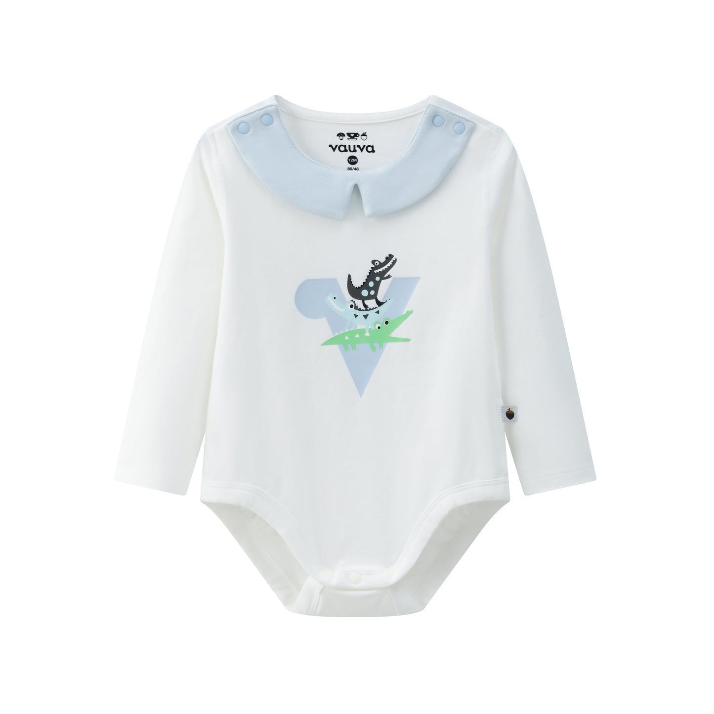 BBNS - Organic Cotton Crocodile Print Square Neck Long-Sleeved Bodysuits