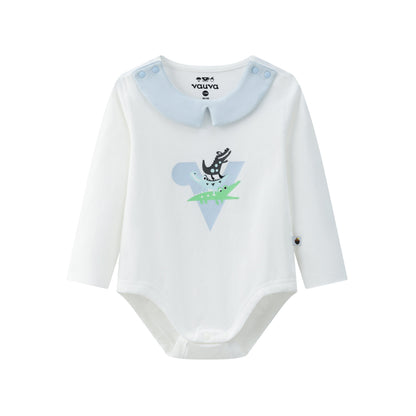 BBNS - Organic Cotton Crocodile Print Square Neck Long-Sleeved Bodysuits