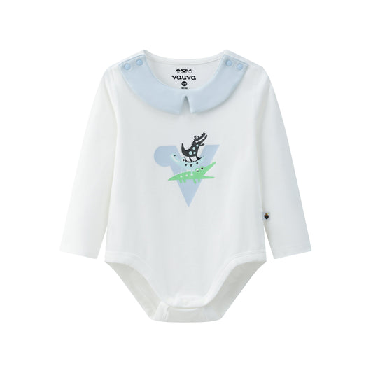 BBNS - Organic Cotton Crocodile Print Square Neck Long-Sleeved Bodysuits