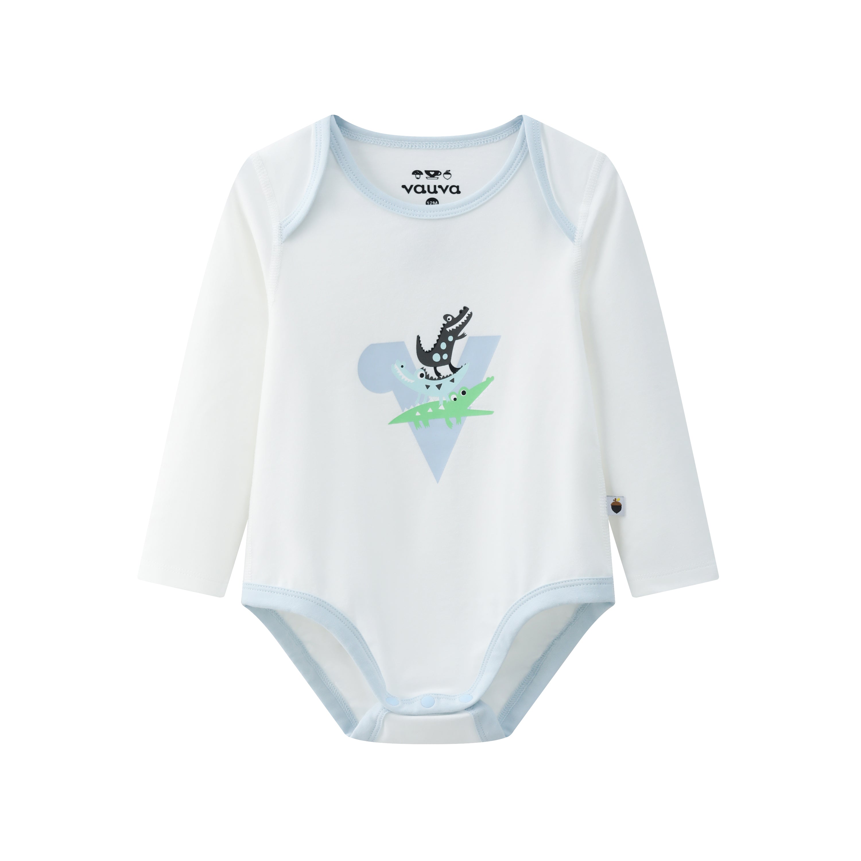 Vauva BBNS - Organic Cotton Crocodile Print Long-Sleeved Bodysuits (2-pack) product image front -02