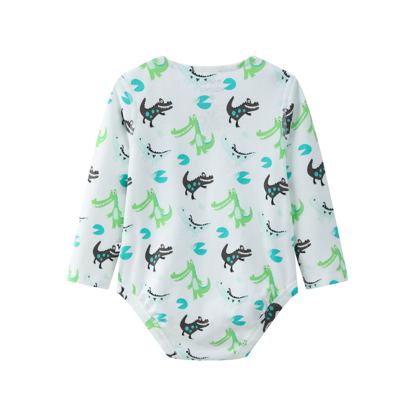 BBNS - Organic Cotton Crocodile Print Square Neck Long-Sleeved Bodysuits