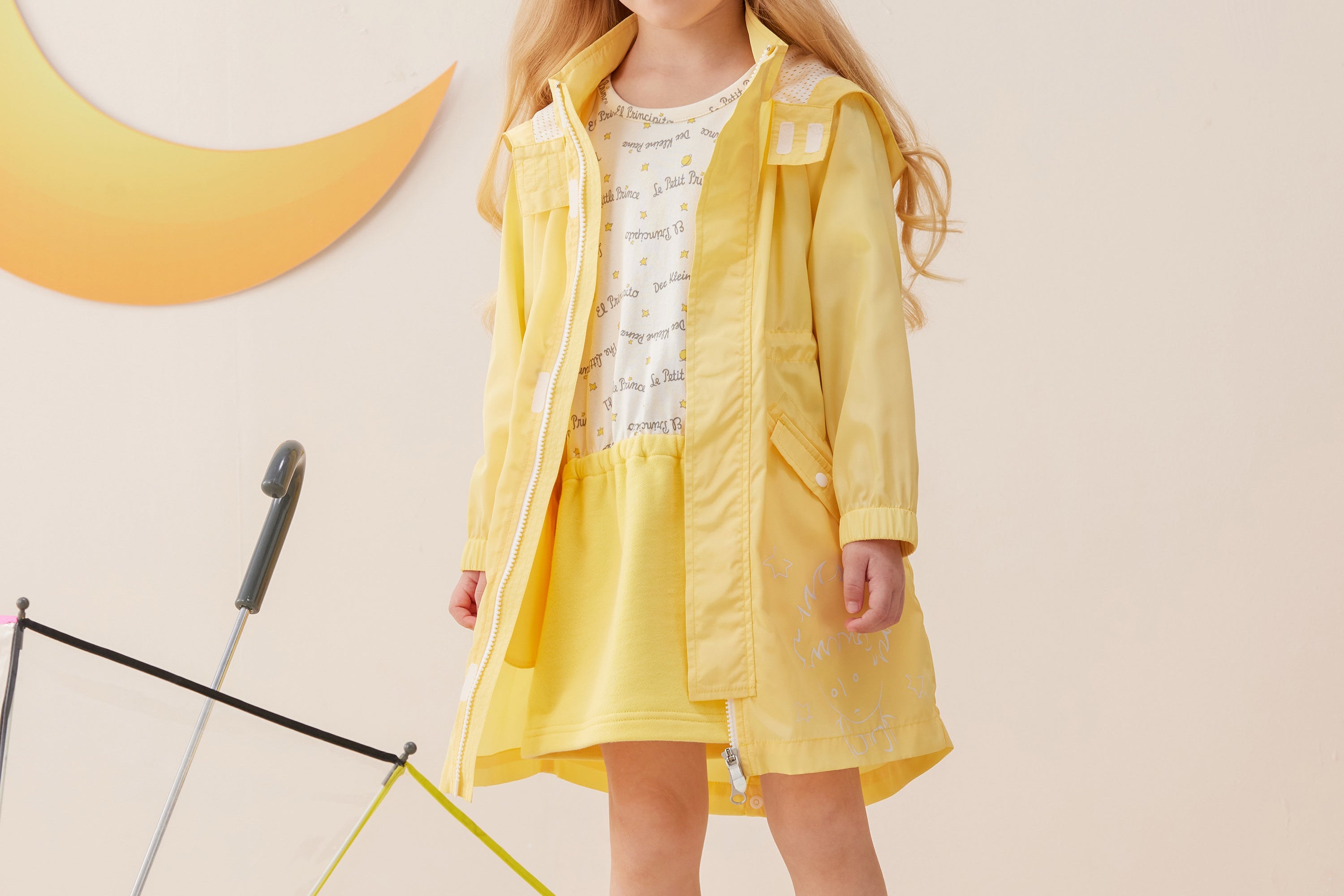 Vauva x Le Petit Prince - Kids Polyester Parka (Yellow) model front - 2