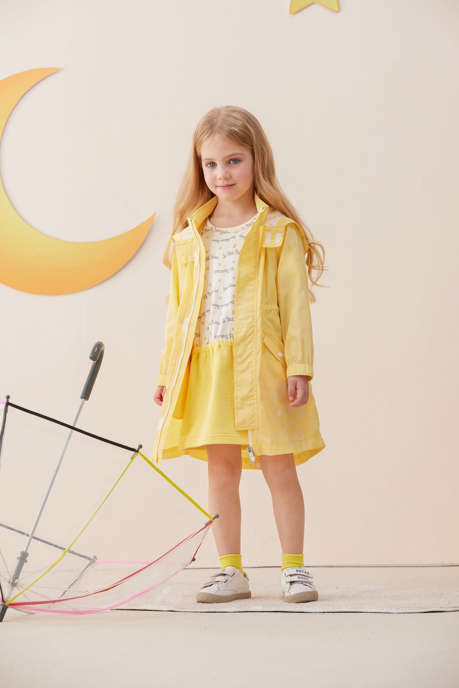 Vauva x Le Petit Prince - Kids Polyester Parka (Yellow) model front - 2