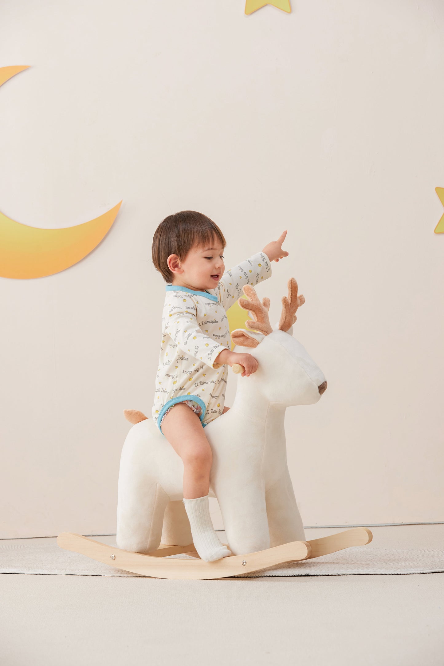 Vauva x Le Petit Prince - Baby Boy Little Prince Full Print Long Sleeve Bodysuit model front - 2