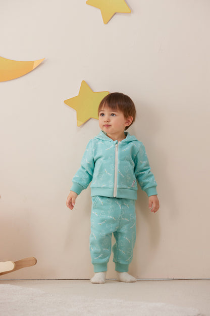 Vauva x Le Petit Prince - Baby Hooded Long Sleeve Zip Jacket (Green Lake) model front