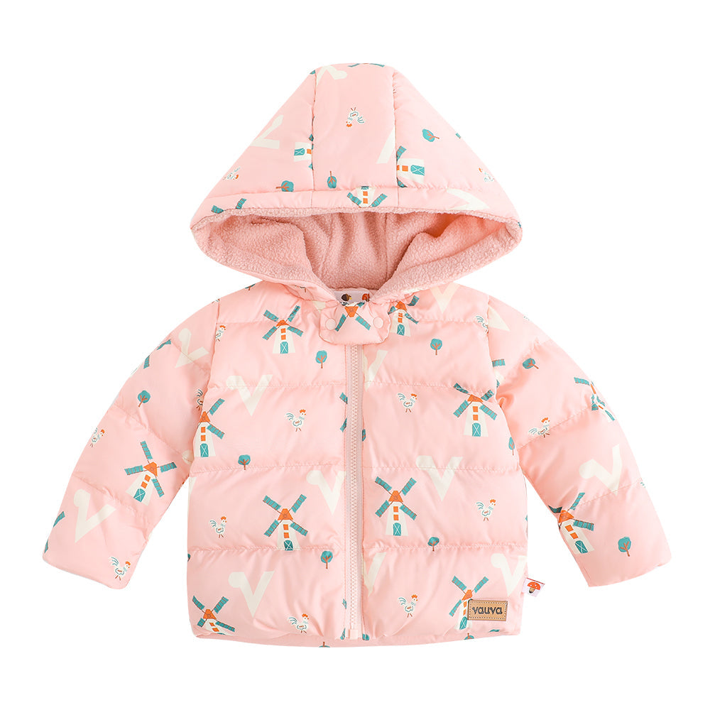 Baby Girls Pinwheel Print Coat With Hood