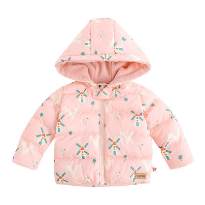 Baby Girls Pinwheel Print Coat With Hood
