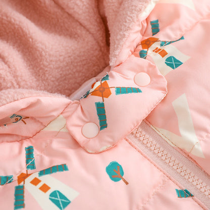 Baby Girls Pinwheel Print Coat With Hood