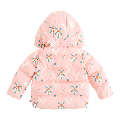 Baby Girls Pinwheel Print Coat With Hood