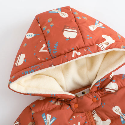 Baby Girl Happy Farm Hooded Padded Coat