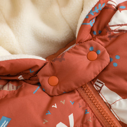 Baby Girl Happy Farm Hooded Padded Coat