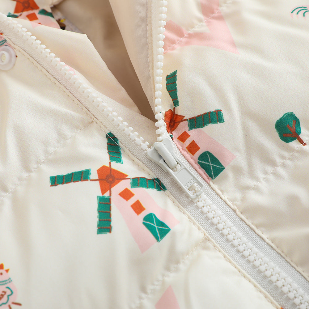 Baby Girls Pinwheel All Over Print Coat