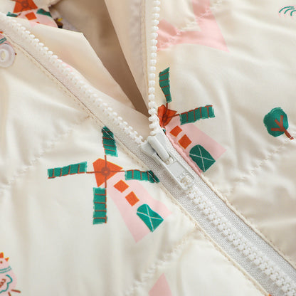 Baby Girls Pinwheel All Over Print Coat