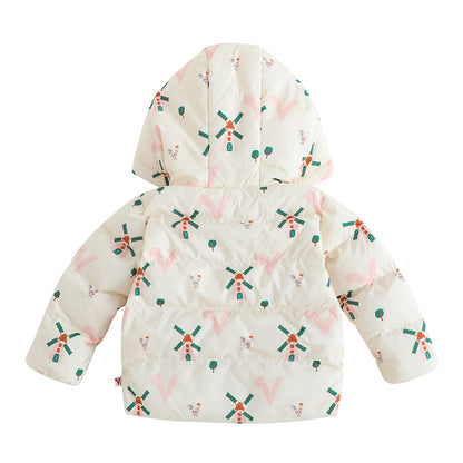 Baby Girls Pinwheel All Over Print Coat