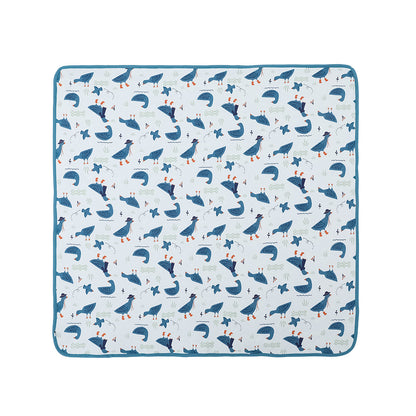 Baby Boy White Goose All Over Print Cotton Blanket