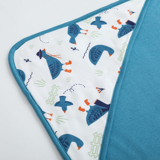 Baby Boy White Goose All Over Print Cotton Blanket
