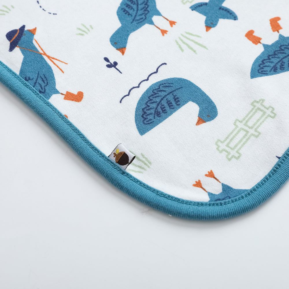 Baby Boy White Goose All Over Print Cotton Blanket