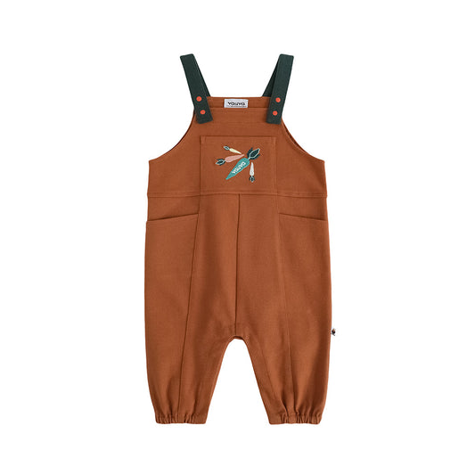 Baby Boys Carrot Embroidery Cotton Dungarees