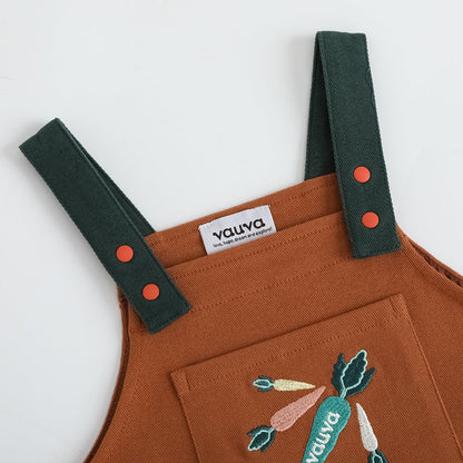 Baby Boys Carrot Embroidery Cotton Dungarees