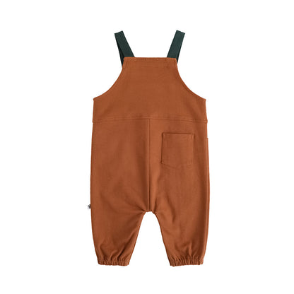 Baby Boys Carrot Embroidery Cotton Dungarees