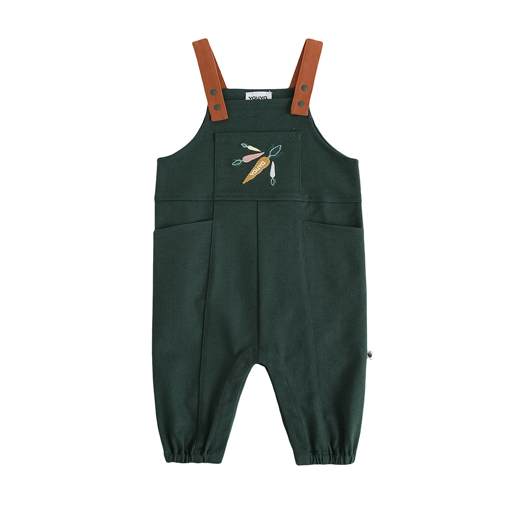 Baby Boys Carrot Embroidery Cotton Dungarees