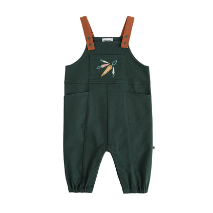 Baby Boys Carrot Embroidery Cotton Dungarees