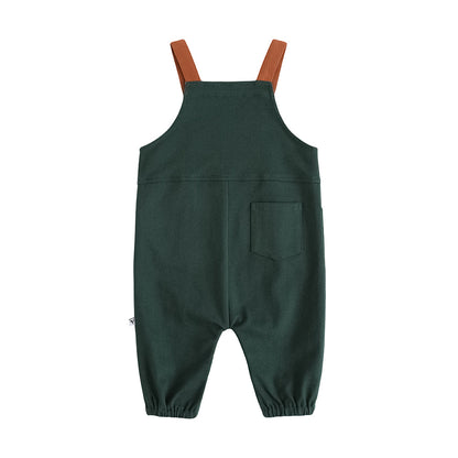 Baby Boys Carrot Embroidery Cotton Dungarees