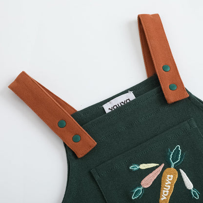 Baby Boys Carrot Embroidery Cotton Dungarees