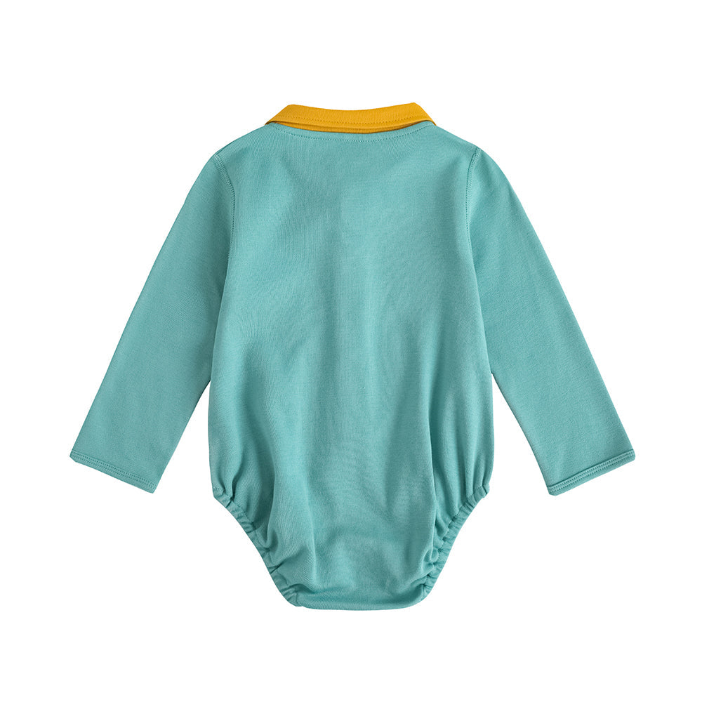 Vauva FW23-男嬰胡蘿蔔圖案棉質polo長袖緊身衣褲（綠色）