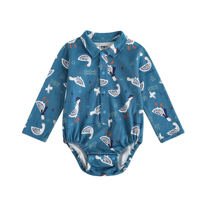 Vauva FW23-遍布Prinon長袖緊身衣褲（藍色）T Cott