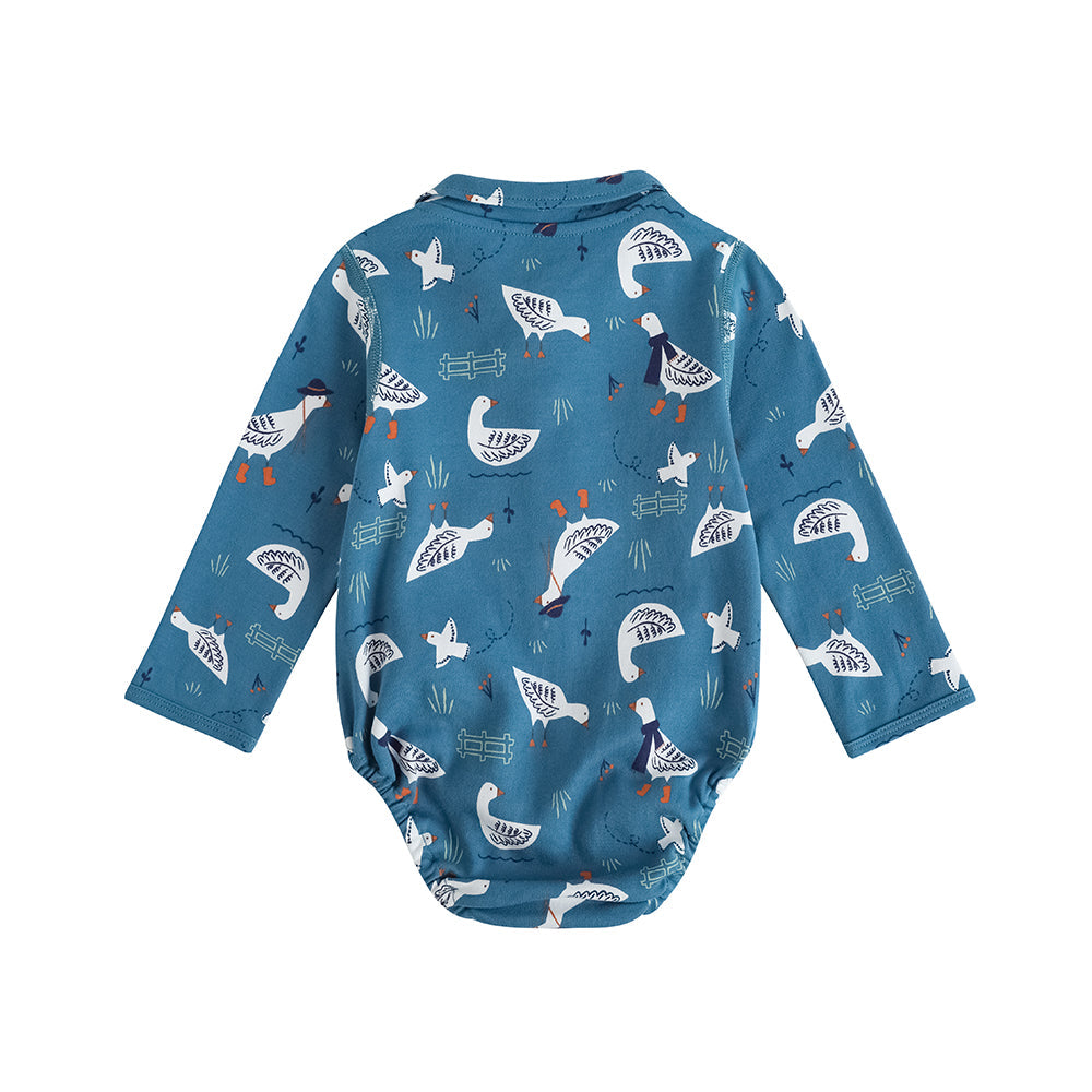 Vauva FW23-遍布Prinon長袖緊身衣褲（藍色）T Cott