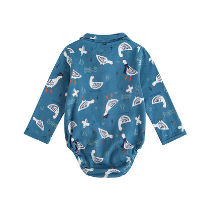 Vauva FW23-遍布Prinon長袖緊身衣褲（藍色）T Cott