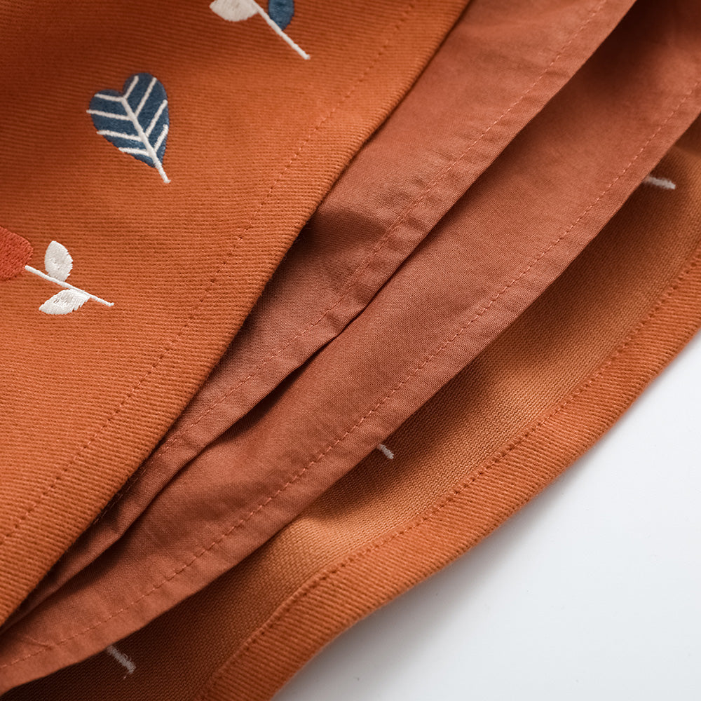 Vauva FW23-女孩刺繡棕色背心吊帶裙