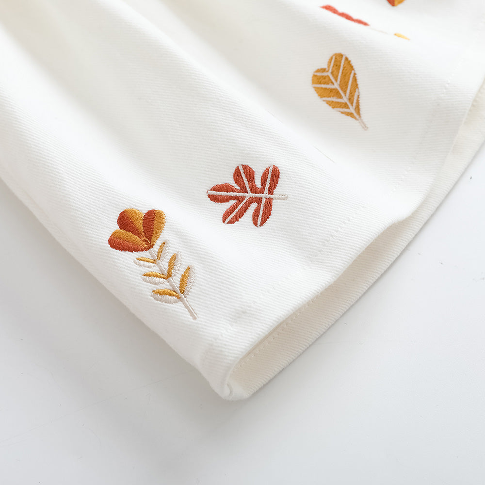 Girls Embroidered White Vest Suspender Skirt