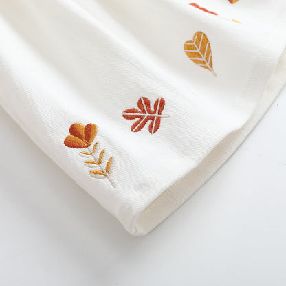 Girls Embroidered White Vest Suspender Skirt