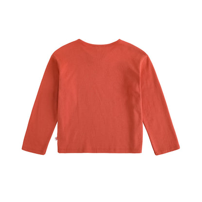 Vauva FW23-女孩棉花長袖Crewneck T卹（紅色）