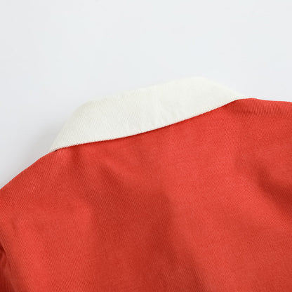 Vauva FW23-女孩紅蘋果刺繡衣領長袖襯衫