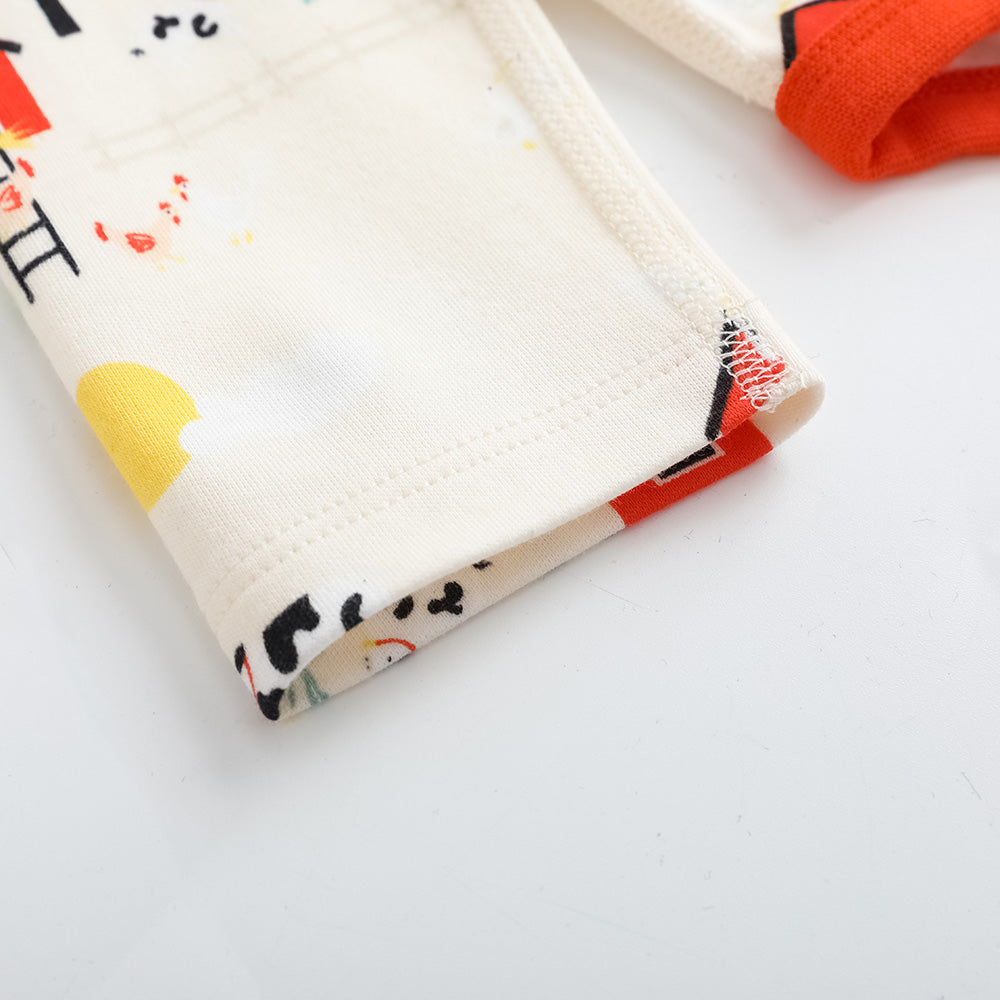 Vauva FW23-嬰兒男女培養子北歐風格的印刷棉套長袖緊身衣褲（紅色）